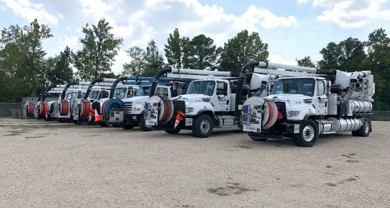 A group of trucks equipped with jetvac