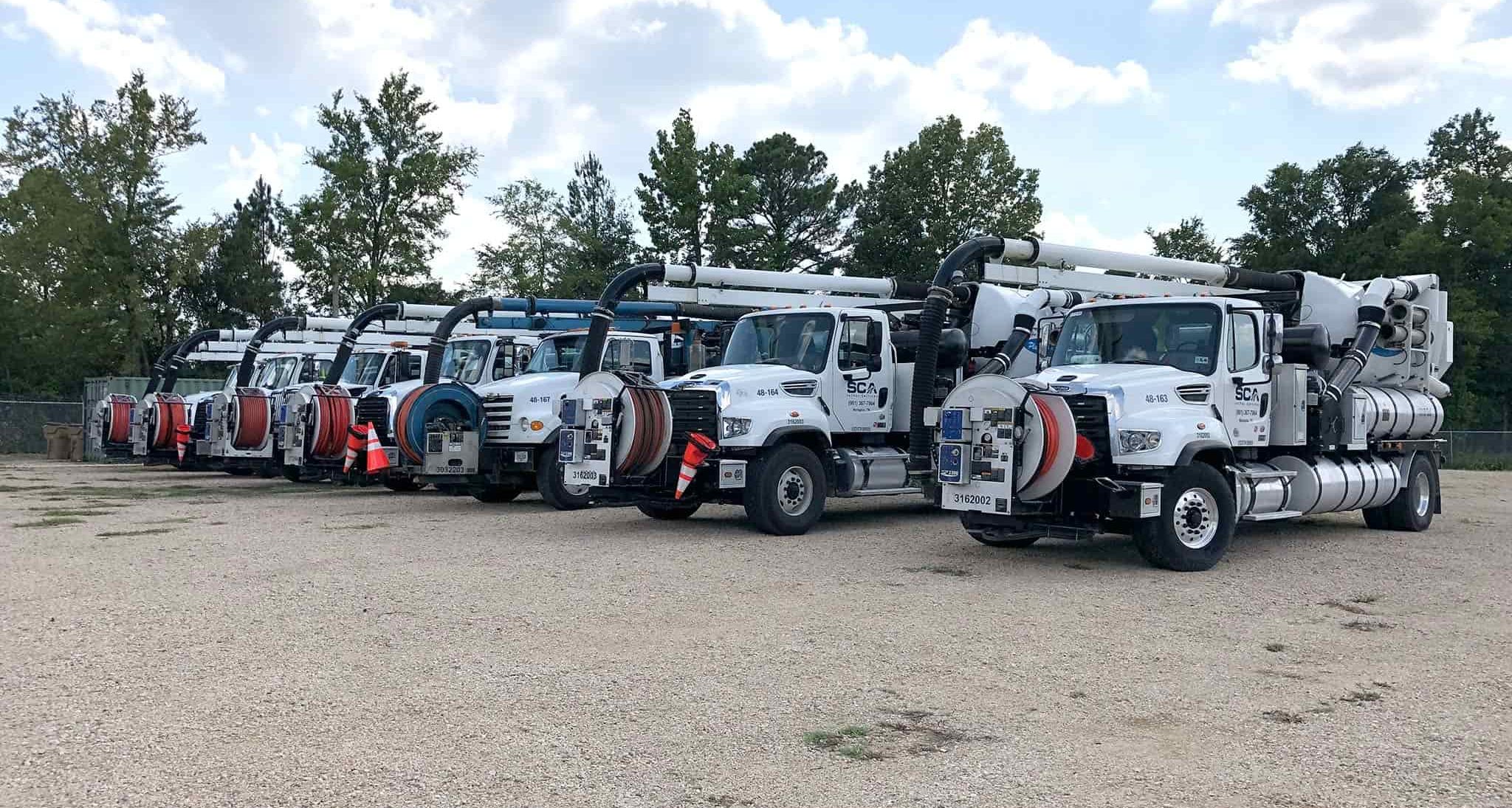 A group of trucks equipped with jetvac